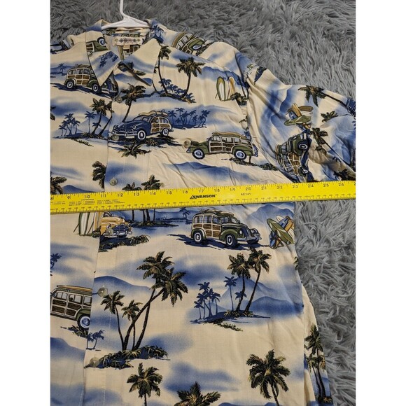 Campia Moda Hawaiian Shirt Mens XL XLarge Rayon Short Sleeve Surfing Cars Palms - Picture 8 of 11